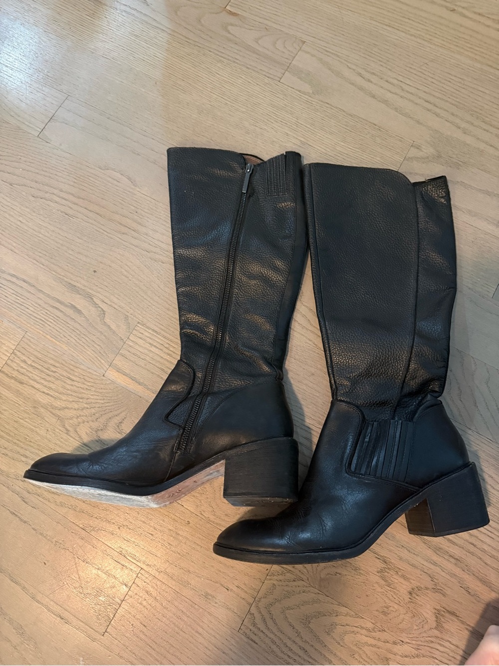 Donald J. Pliner Envy Leather Classic Black Knee-High Women’s Riding Boots